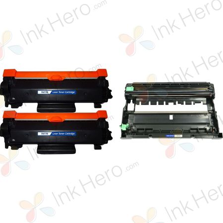 Pack de 3 Brother TN770 & DR730 cartouches de toner et tambour compatibles super haute capacité