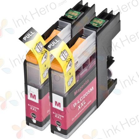 Pack de 2 Brother LC205M cartouches d'encre compatibles super haute capacité magenta