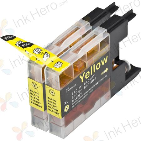 Pack de 2 Brother LC79Y cartouches d'encre jaunes extra haute capacité compatibles