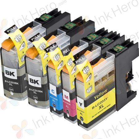 Pack de 5 Brother LC203 cartouches d'encre compatibles haute capacité (LC201)