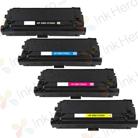 Pack de 4 HP 508X cartouches de toner haute capacité compatibles