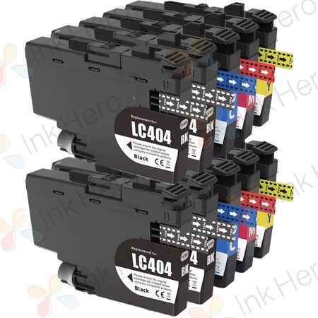 Pack de 10 Brother LC404 XL cartouches d'encre haute capacité compatibles