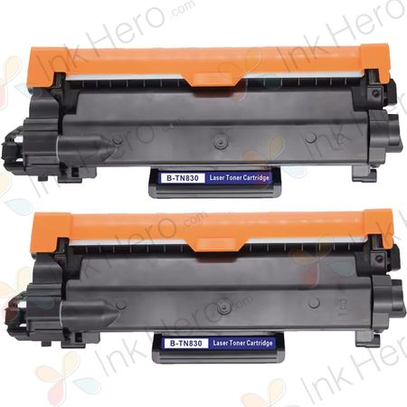 Pack de 2 Brother TN830 cartouches de toner noir compatibles