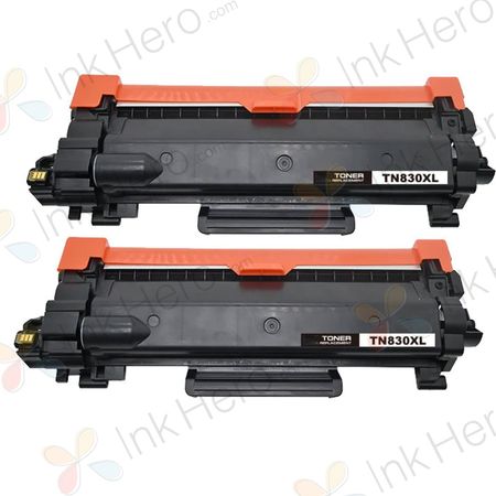 Pack de 2 Brother TN830XL cartouche de toner haute capacité noir compatible