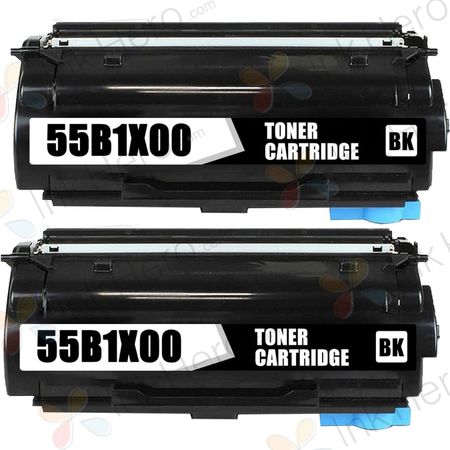 Pack de 2 Cartouches de toner compatibles extra haute capacité Noir Lexmark 55B1X00