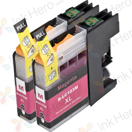 Pack de 2 Brother LC103 / LC101 cartouches d'encre haute capacité compatible magenta