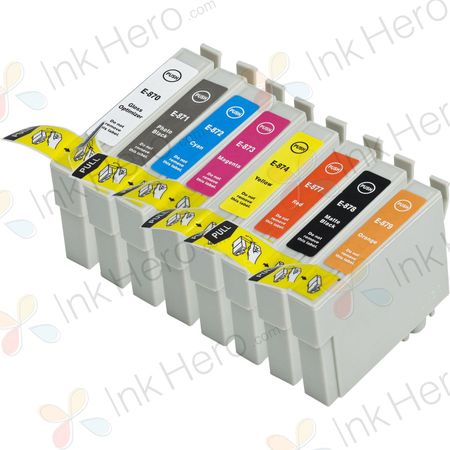 Pack de 8 Epson 87 cartouches d'encre remanufacturées