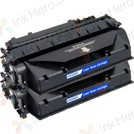 Pack de 2 HP 80X cartouche de toner noir compatible haute capacité (CF280X)