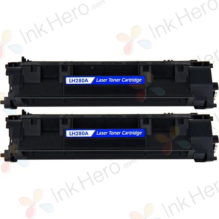 Pack de 2 HP 80A cartouche de toner noir compatible (CF280A)