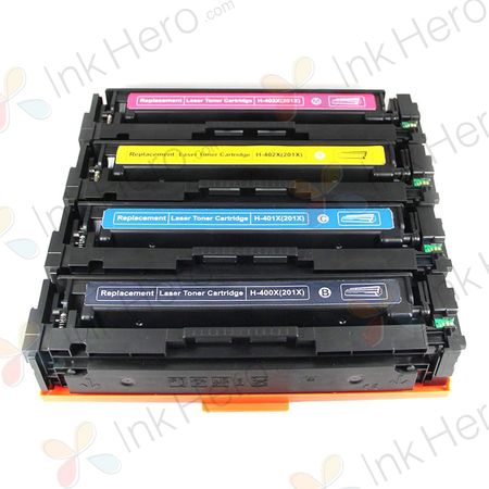 Pack de 4 HP 201X cartouches de toner haute capacité compatibles (remplace 201A)