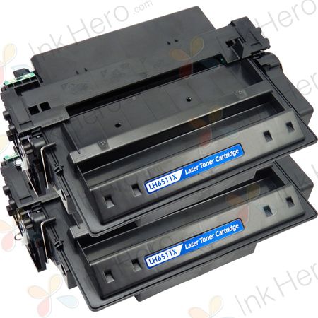 Pack de 2 HP 11X cartouche de toner noir remanufacturée haute capacité (Q6511X)