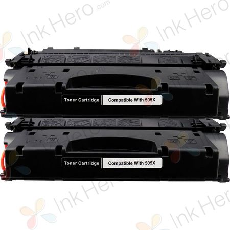 Pack de 2 HP 05X cartouche de toner noir compatible haute capacité (CE505X)