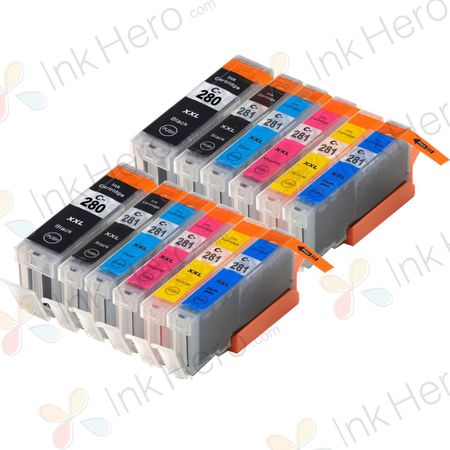 Pack de 12 Canon PGI-280XXL & CLI-281XXL cartouche d'encre compatible extra haute capacité