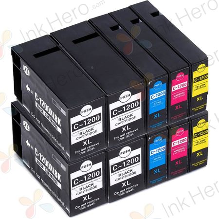 Pack de 10 Canon PGI-1200XL cartouches d'encre haute capacité compatibles