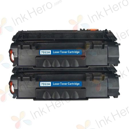 Pack de 2 HP 53A cartouche de toner noir remanufacturée (Q7553A)