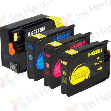 Pack de 4 HP 932XL & 933XL cartouches d'encre remanufacturées haute capacité