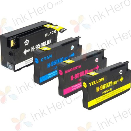 Pack de 4 HP 950XL & 951XL cartouches d'encre remanufacturées haute capacité