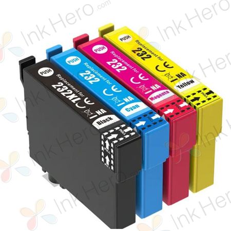 Pack de 4 Cartouches d'encre remanufacturées haute capacité Epson 232XL & 232 (T232XL-BCS)