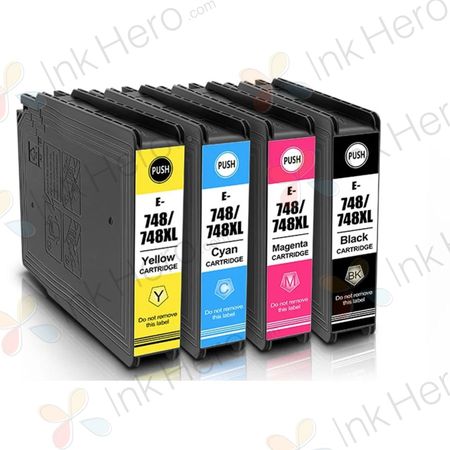 Pack de 4 Cartouches d'encre remanufacturées haute capacité Epson T748XL