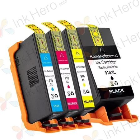 Pack de 4 Cartouches d'encre remanufacturées haute capacité HP 910XL