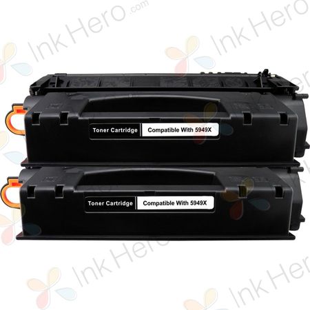 Pack de 2 HP 49X cartouche de toner noir compatible haute capacité (Q5949X)