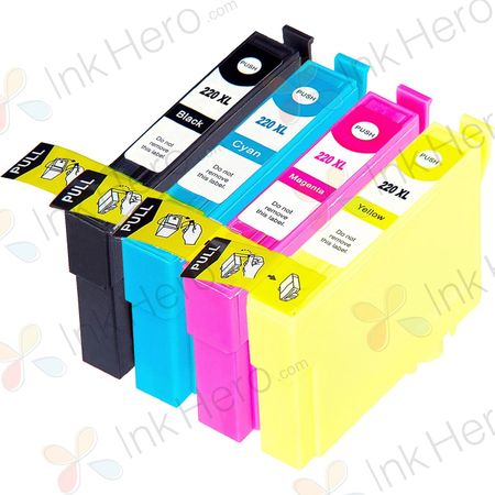 Pack de 4 Epson 220XL cartouches d'encre remanufacturées haute capacité