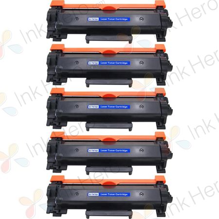 Pack de 5 Brother TN760 cartouche de toner noir compatible haute capacité (remplace TN730)