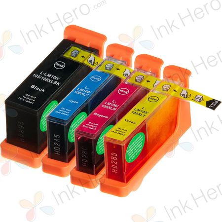 Pack de 4 Lexmark 100XL cartouches d'encre haute capacité compatibles