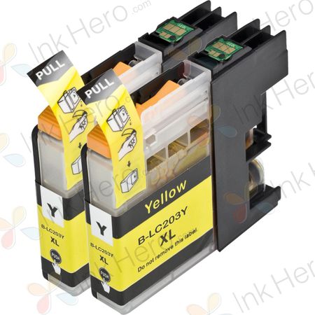 Pack de 2 Brother LC203 cartouches d'encre haute capacité compatibles jaune (remplace LC201)